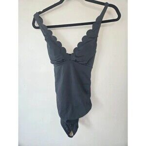Shade & Shore Scallop Trim Cutout One Piece Swimsuit, Navy, Size M